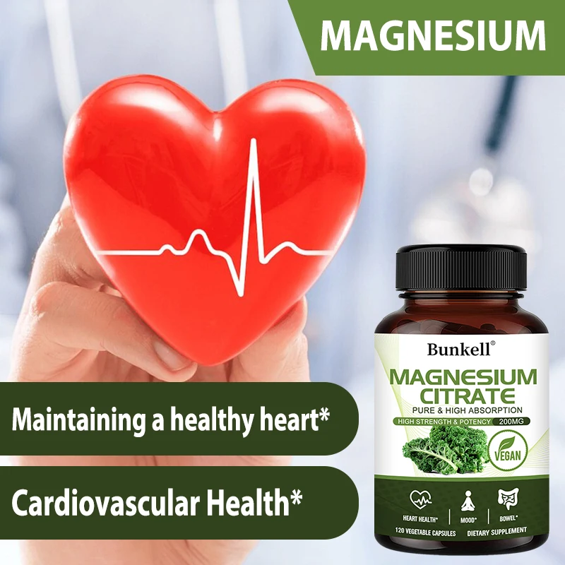 

Magnesium Citrate Supplement - High Absorption Heart Bone Muscle Bowel Mood Sleep Immune Health