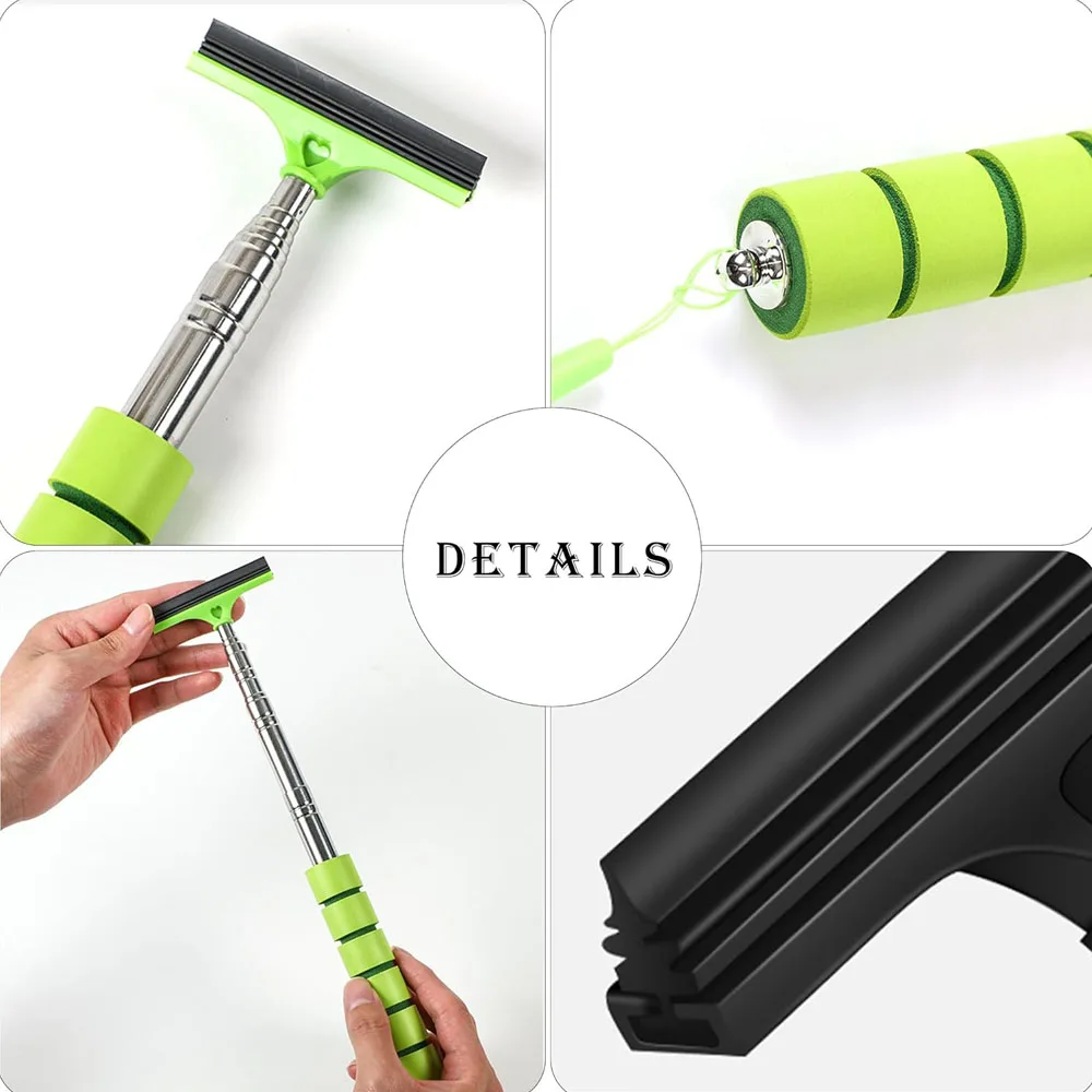 قابل للسحب سيارة مرآة الرؤية الخلفية ممسحة الفولاذ المقاوم للصدأ تلسكوبي الطبقات فرشاة رئيس نافذة غسل تنظيف فرشاة ممسحة يدوية #6