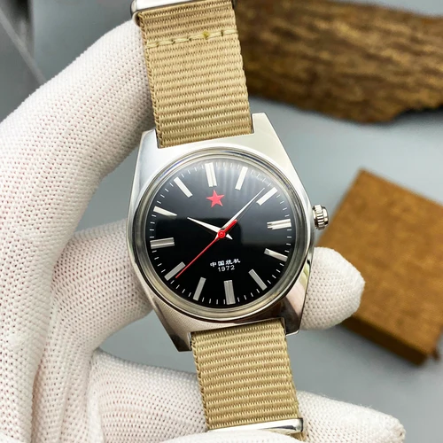 Imagen 2 del producto Reloj mecánico de cuerda manual Red Stars de 36MM 7120-reloj resistente al agua de acero inoxidable para hombres Dropshipping