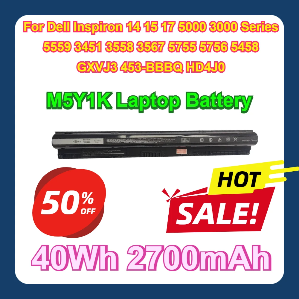 

For Dell Inspiron 14 15 17 5000 3000 Series 5559 3451 3558 3567 5755 5756 5458 GXVJ3 453-BBBQ HD4J0 Battery M5Y1K Laptop Battery