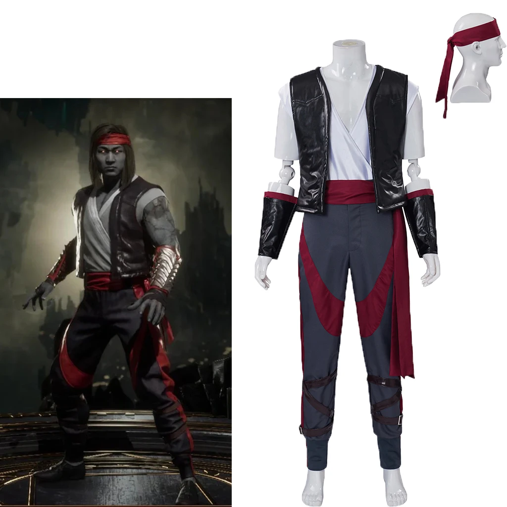 Men's Liu Kang Cosplay Costume Uniform Liu Kang Battle Suit with Headband Halloween Outfit