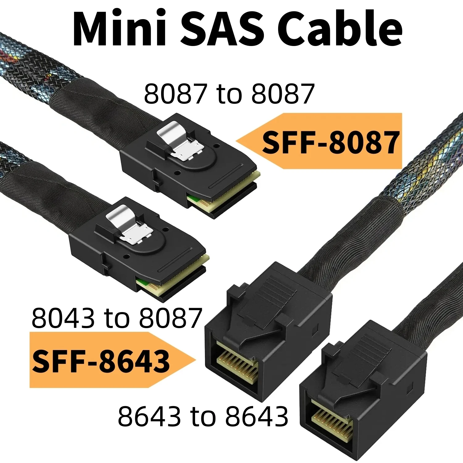 Internal MINI SAS HD Cable SFF-8643, Mini SFF-8087 12Gbps Data Transfer Cord for Motherboard Server Raid Controller To Backplane