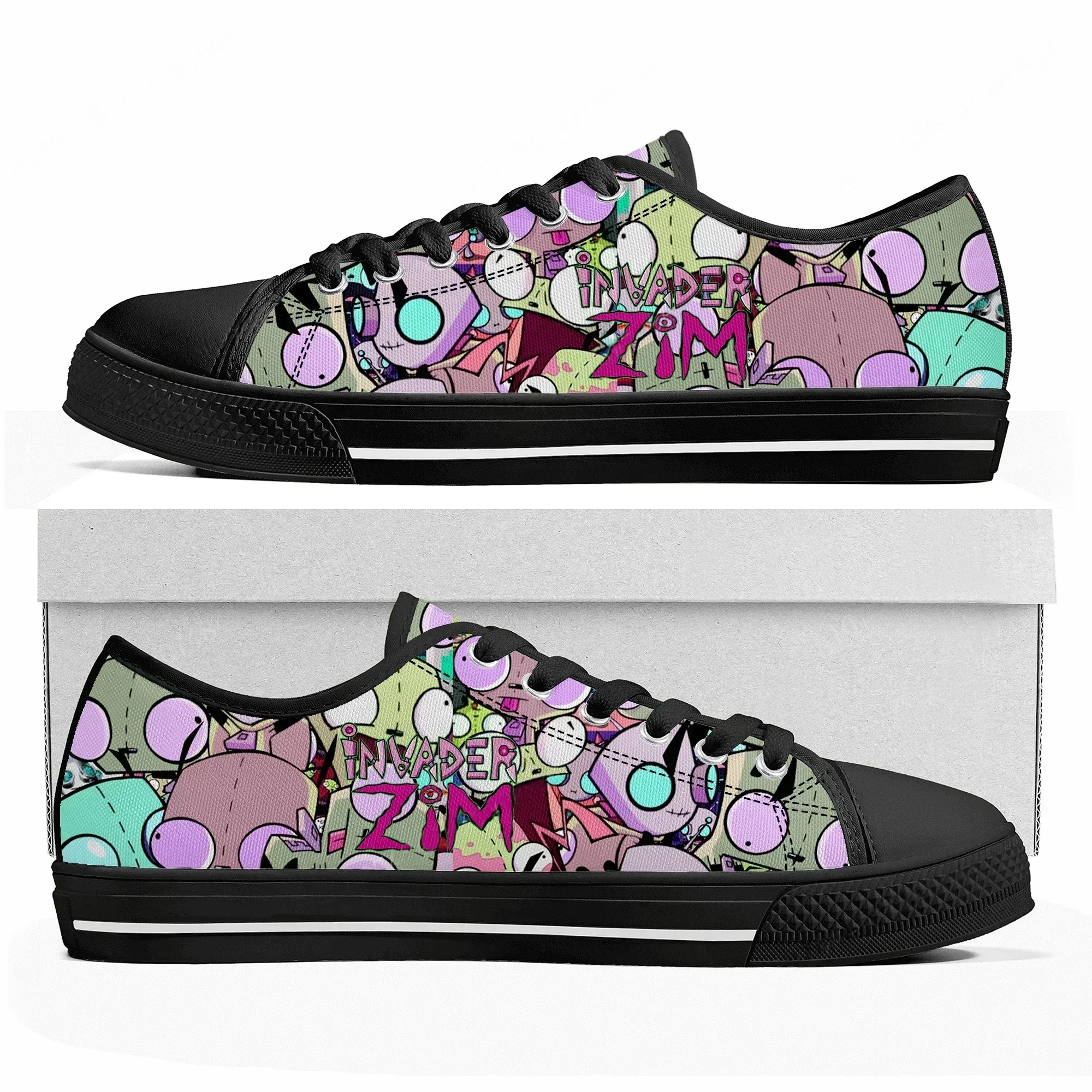 Zim Low Top Sneakers Womens Mens Teenager Invader High Quality Canvas Sneaker Casual Anime Cartoon Manga Comics Customize Shoes