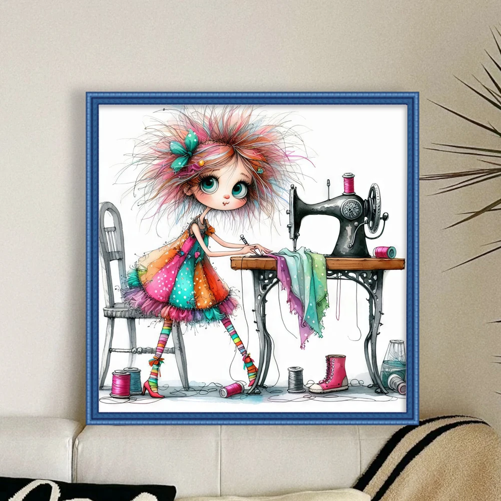 

Full Embroidery cotton Thread 11CT Printed Girl Cross Stitch Kit Art 40x40cm