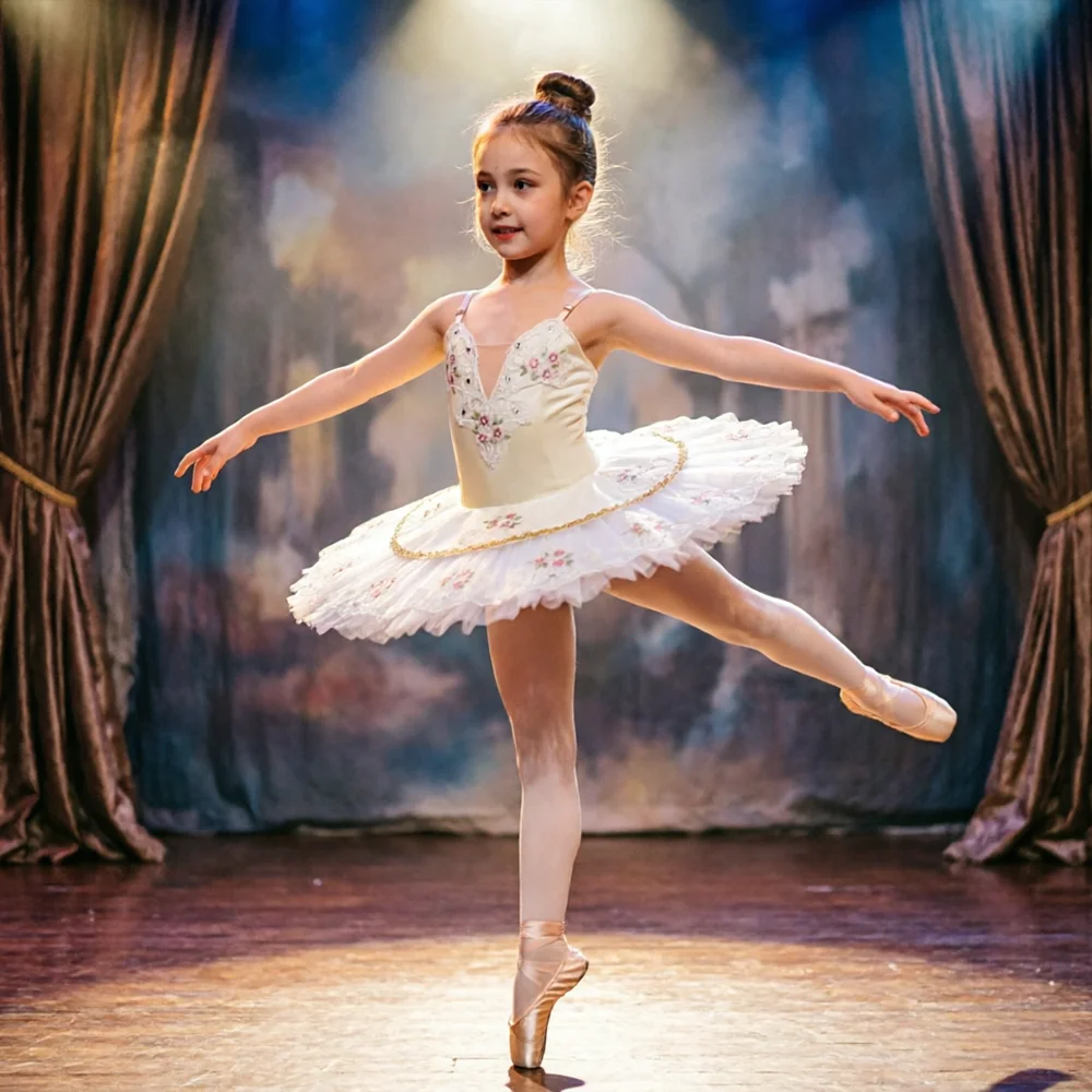 

White Swan Lake Pancake Tutu for Toddler Girls Professional Ballet Dance Costume & Ballerina Outfit Princess Costume Children