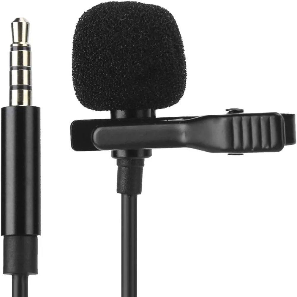 3.5mm Lavalier Microphone 4.9FT Cable Length Ultra Low Profile Lapel Microphone Clip On Microphone Voice Recording