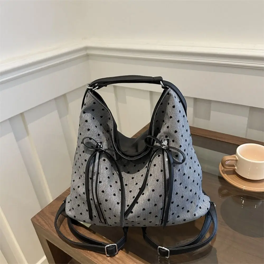 

Korean Style Wave Point Shoulder Bag Adjustable Strap Large Capacity Commuting Backpack Casual Elegant Polka Dot Backpack Office