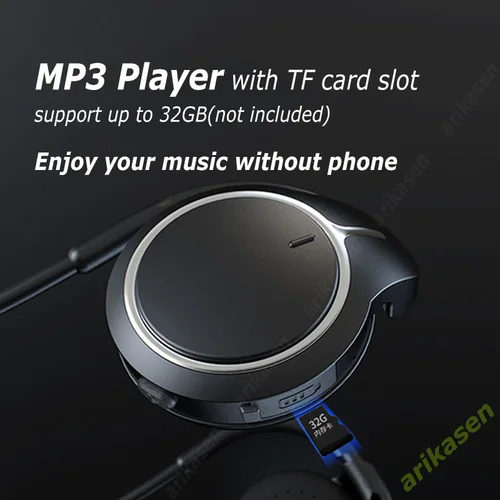 Imagen 2 del producto Auriculares Bluetooth con reproductor MP3 Ranura para tarjeta TF Auriculares Bluetooth 5.0 Auriculares inalámbricos no intrauditivos con micrófono Sonido HD Premium