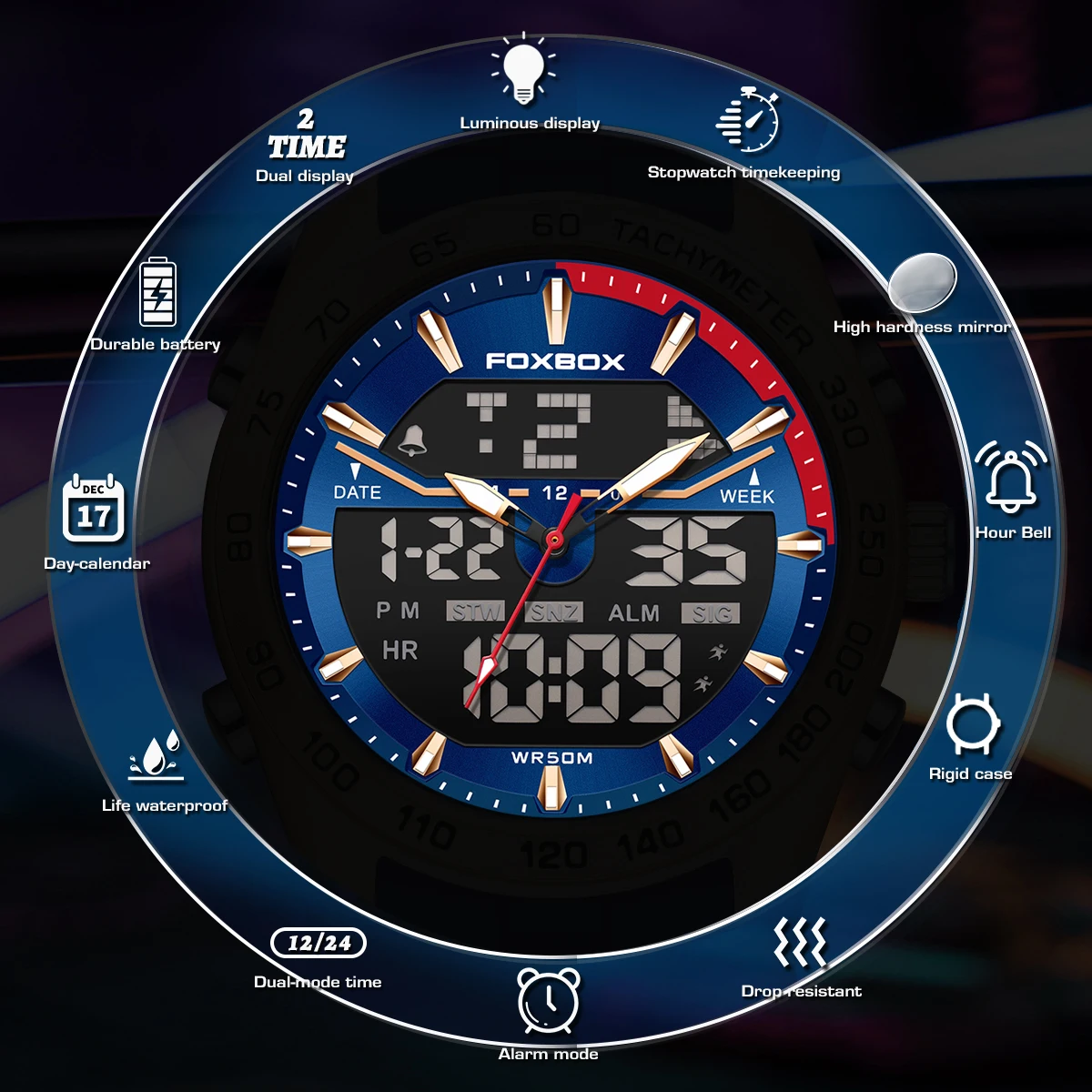 2026 Nuovo Orologio Da Affari Da Uomo FOXBOX Top Brand di Lusso Orologio Digitale Per Gli Uomini di Moda Militare Impermeabile Orologi Da Polso Al Quarzo da Uomo