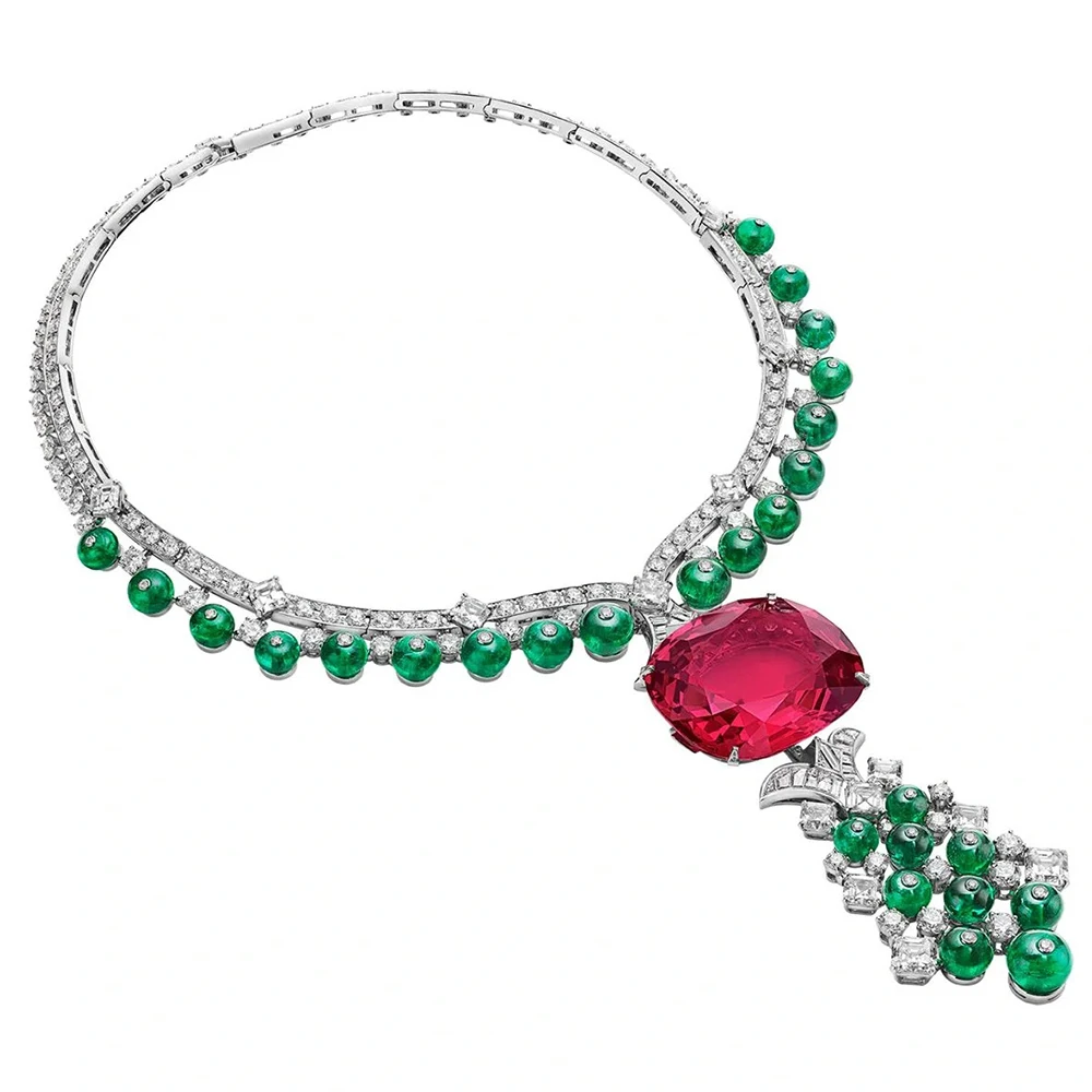 WUIHA Vintage Ruby Emerald High Carbon Diamonds Gemstone collane anniversario Cocktail 100% 925 Sterling Silver Fine Jewelry