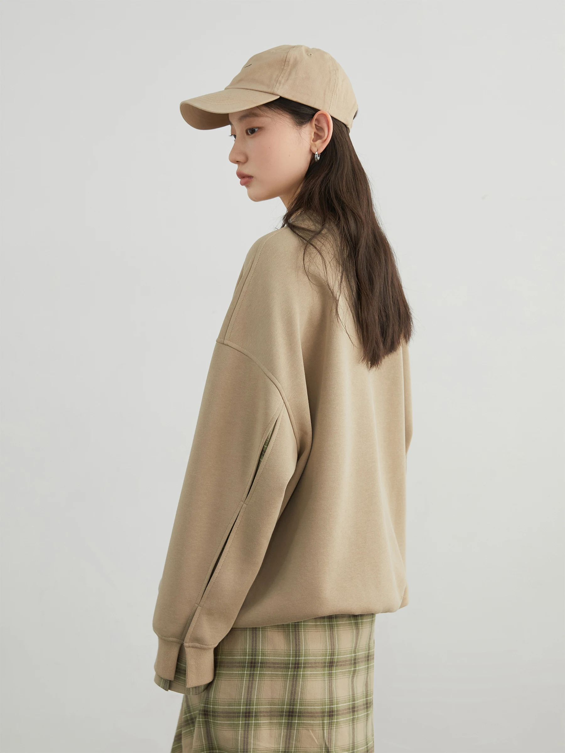 CHIC VEN Women Sweatshirts Loose Casual New O Neck Patchwork Plaid Pullover Long Sleeved Female Tops Spring Autumn 2025 Coat