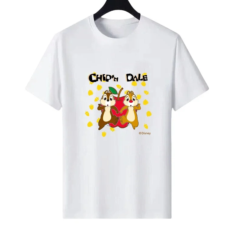 

Disney Chip Dale Pattern Woman Parent-Child Clothing Round Neck Fashion Tops Ladies Cheap Short Sleeves T-Shirt Men Sweatshirts