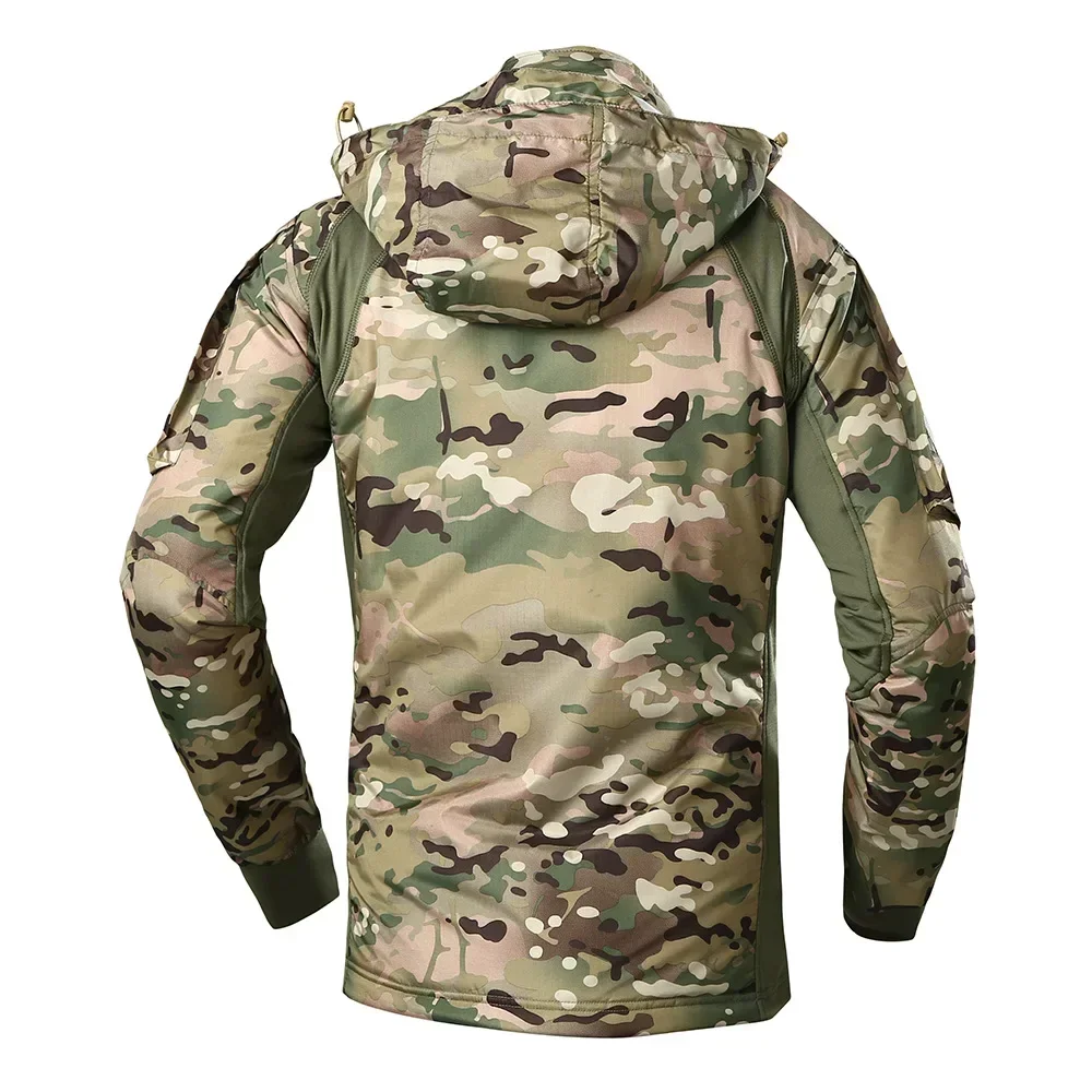 Outdoor Windbreaker Men Tactical Jackets Men Warm Bomber Jacket Camo Hooded Hunting Coats Ultralight Cycling Jackets Elasticity