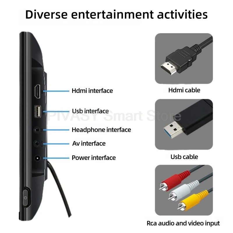 تلفزيون رقمي صغير محمول 11.6 بوصة 1080P HDMI يده تلفزيون السيارة واي فاي IPS HD شاشة عرض للاستخدام المنزلي والمطبخ في الهواء الطلق