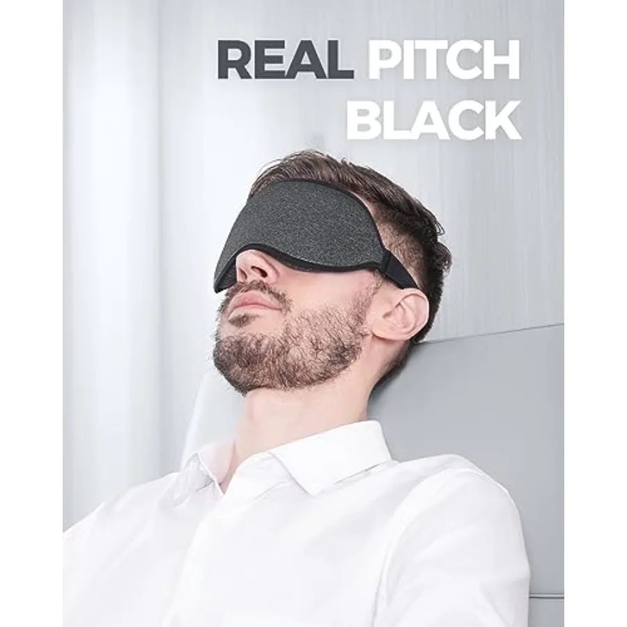 Luxury Sleep Mask for Back, Side Sleeper, Complete Light Blocking Sleeping Eye Mask Night Blindfold, 3D Zero Pressure and Spaci view 4