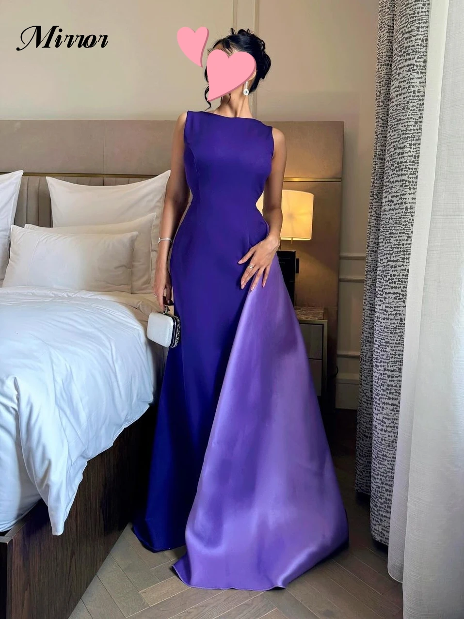 Mirror Dress Elegant Vintage Sweet Purple Lilac Backless Simple Classic Customize Formal Occasion Prom Dress Evening Party Gowns