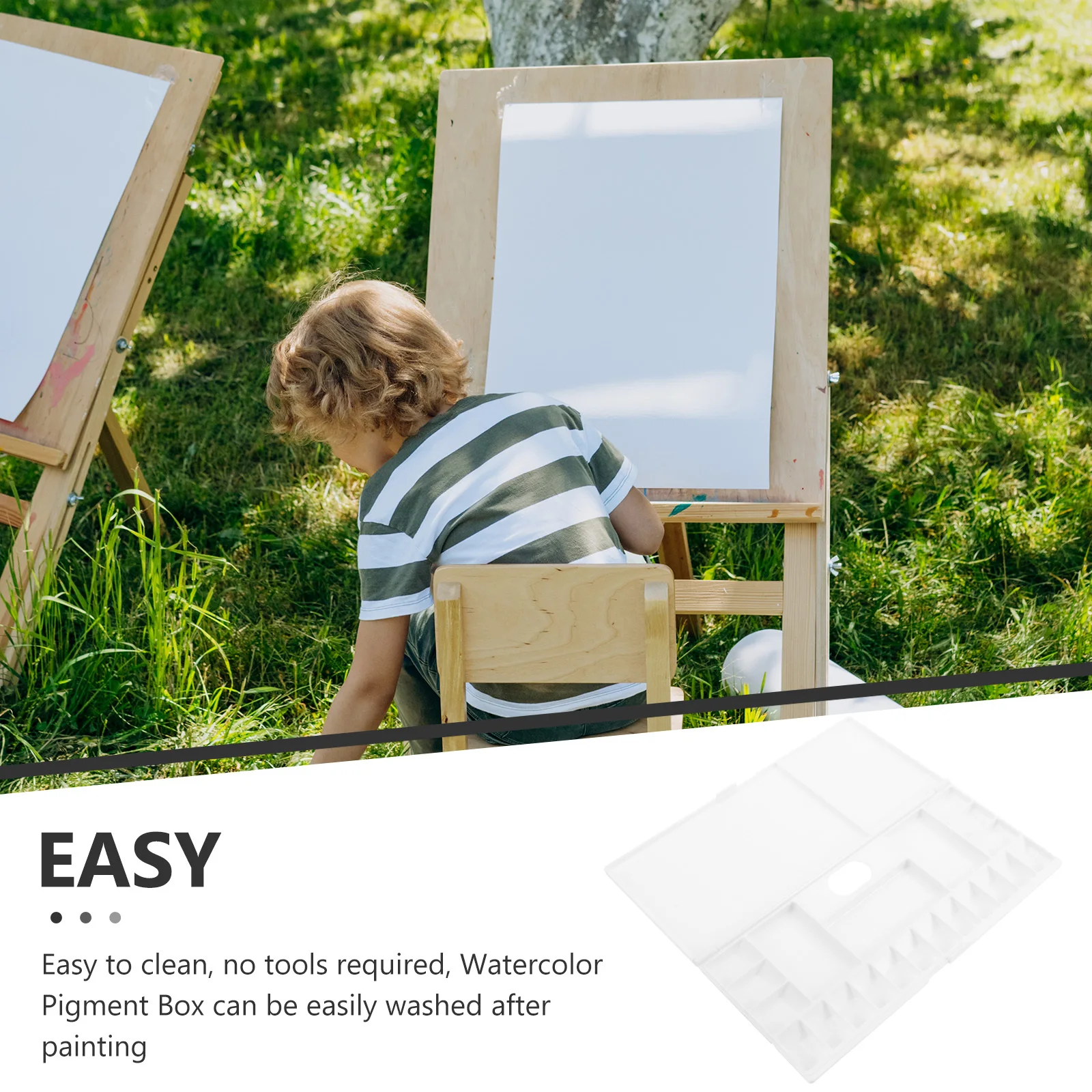 صندوق طلاء بالألوان المائية البلاستيكي خفيف الوزن ومحمول صينية خلط الألوان الفارغة للفنانين والطلاب الفن #6