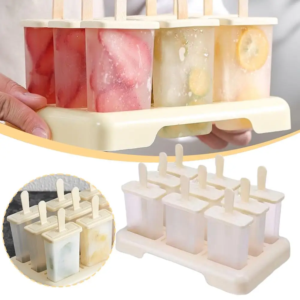 Moldes de silicona para hacer paletas, moldes de hielo de calidad alimentaria con helado con 12 palitos de paletas, moldes para paletas, herramientas de bricolaje para el hogar