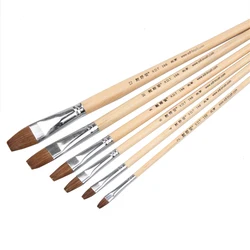 6pcs/Set high-grade weasel hair brush painting row brush flat head acrylic painting watercolor pen artist oil painting brushes