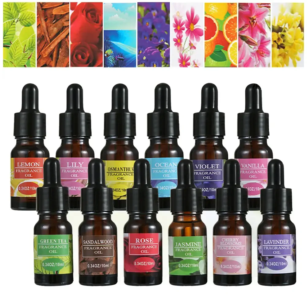 Óleo essencial de planta natural para carro, 10ml, difusor, umidificador, recarga de perfume, aromatizante para carro, acessórios automotivos