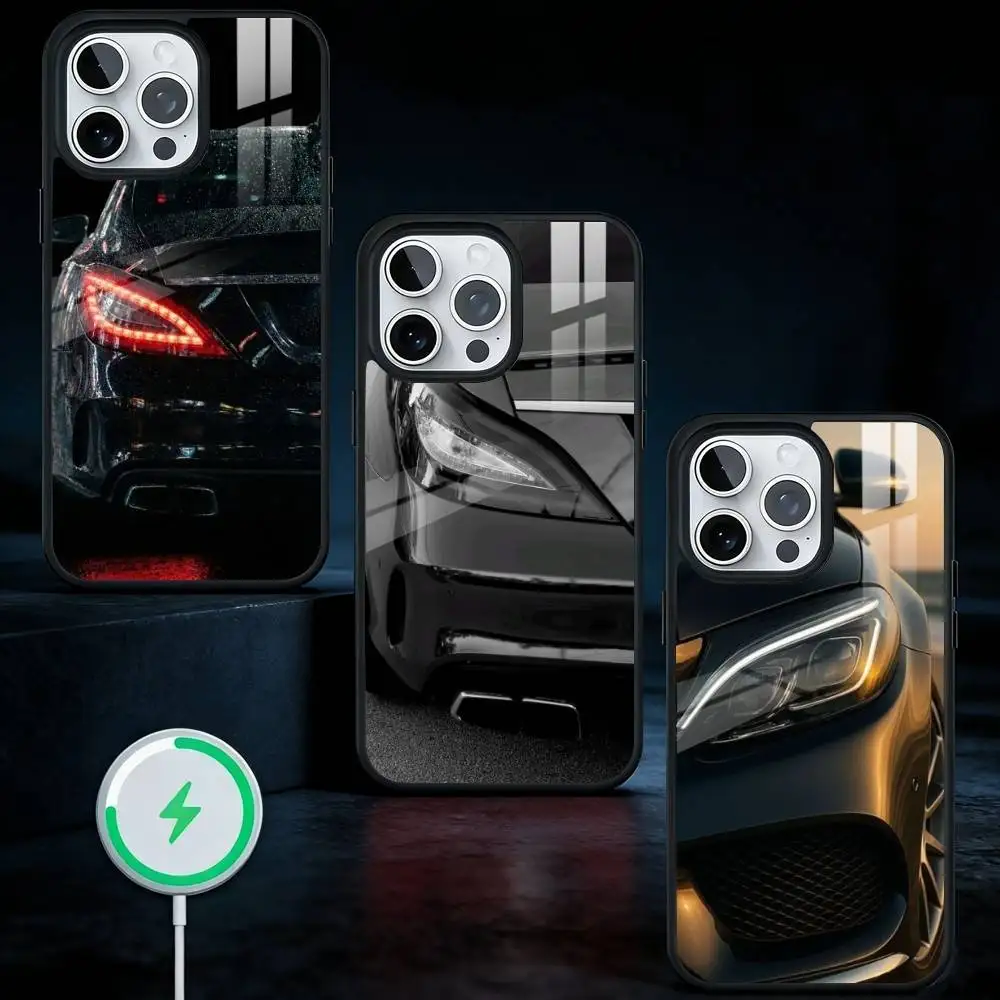 

Чехол для телефона C-Cls 63 для iPhone 17, 16, 15, 14, 13 Plus, Pro Max, магнитный, для беспроводной зарядки Magsafe