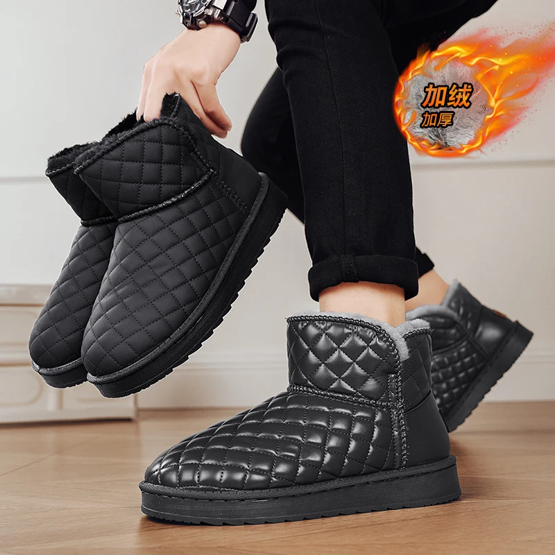 Women Winter Fleece Lined Snow Boots Quilted Upper Anti Slip Thick Sole Warm Short Booties Cold Weather Outdoor Footwear