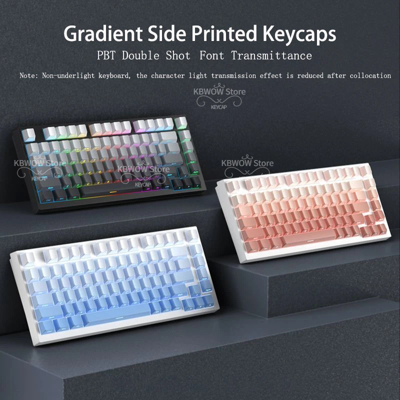 Teclas de perfil Cherry grabadas en el lateral, teclas retroiluminadas RGB, teclas PBT de doble disparo para Gateron MX, interruptores, teclado de jugador, 133 teclas