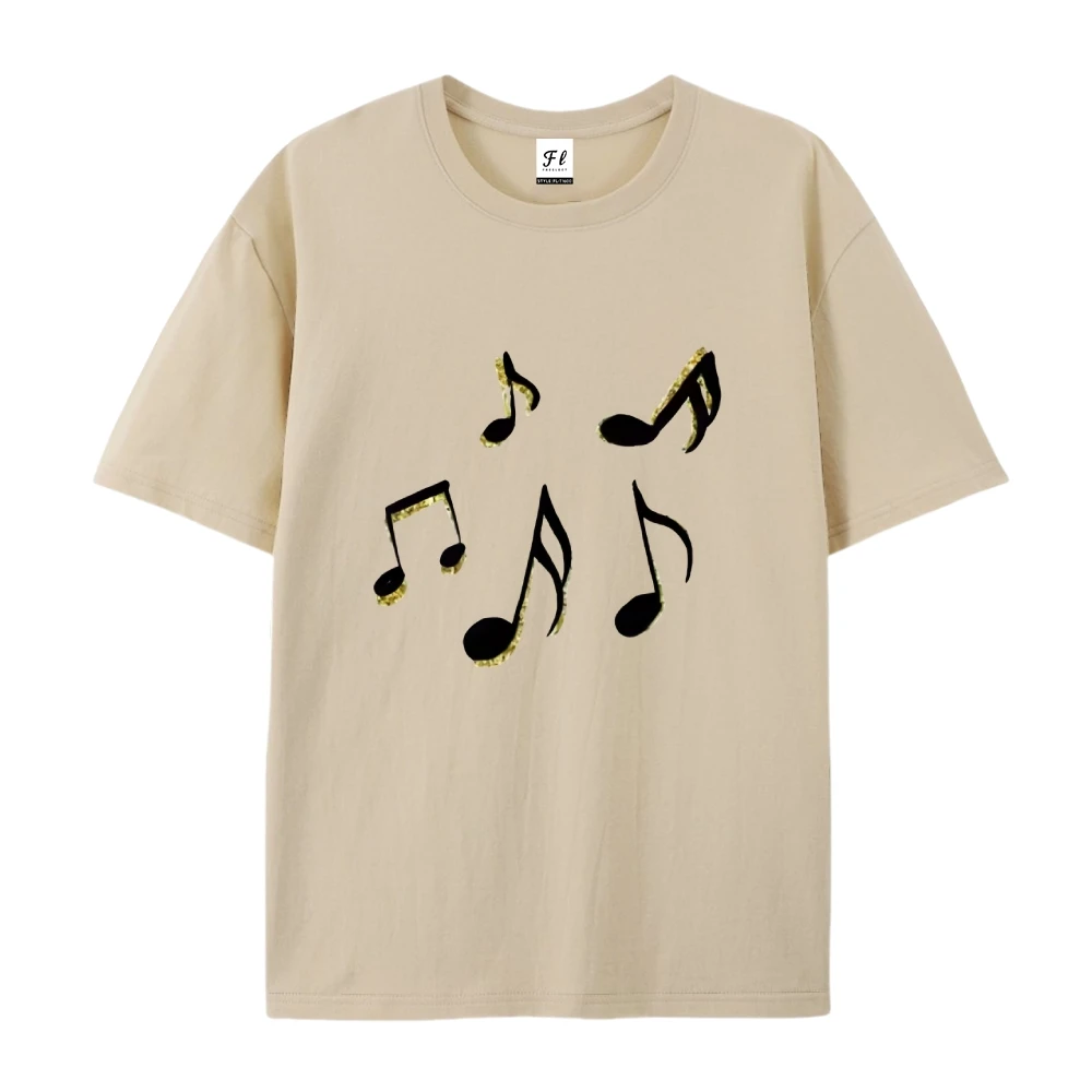 โน้ตดนตรีGraphic Teeผ้าฝ้ายBreathable Vintage Retro Y2Kแฟชั่นสไตล์อินเทรนด์สบายสีฤดูร้อนสําหรับผู้หญิงผู้ชาย
