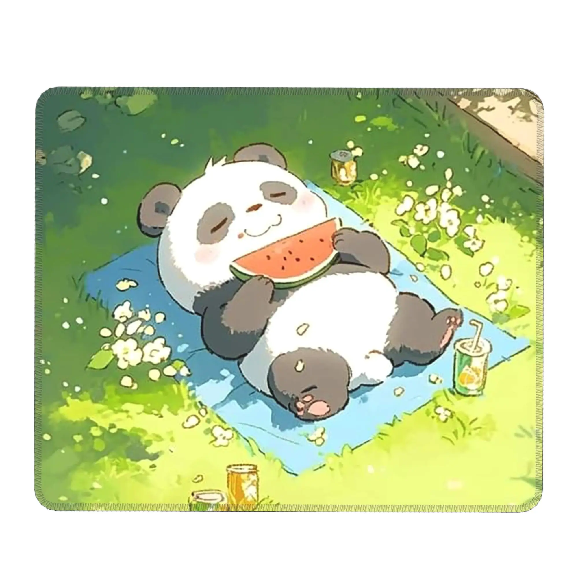 Adorable Panda Lying On The Grass Mouse Pad Computer Keyboard Mouse Mat Gaming PC Laptop Desk Mat Office Accessories Table Mats
