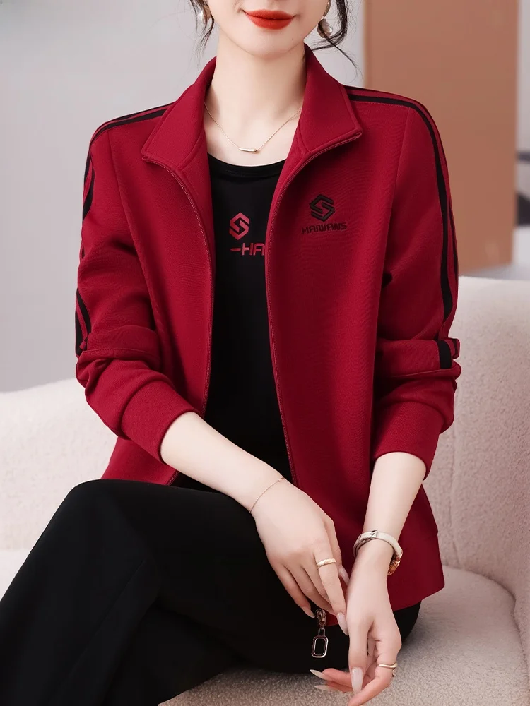 

Casual Sportswear Set for Middle-Aged Women Spring Autumn New Style Mom's Outfit Fashionable Three-Piece Suit Loose Fit Long ...