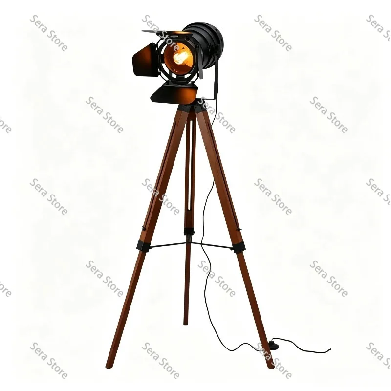 Retro Industrial Wind Solid Wood Led Remote Control Creative Lamps, Living Room Advanced Floor Lamp
