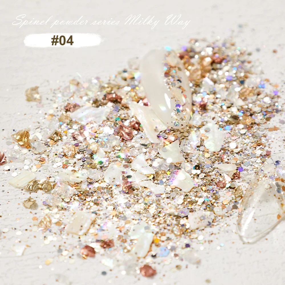 ผงแวววาวเล็บคริสตัลกาแล็กซี่ 4 สีสําหรับเล็บ - การตกแต่งเม็ดสีประกายกระจกสําหรับเจลยูวีและเล็บอะคริลิก, ไอเดีย
