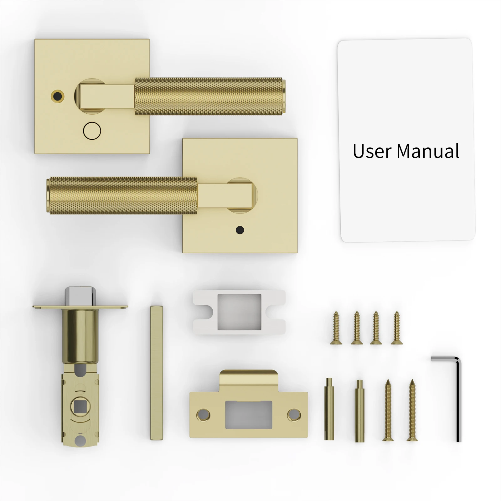 Viladepot 2PCS Privacy Door Handle Rear Knurled Handle Lever Square Base Bedroom Bathroom Door Lock Reversible