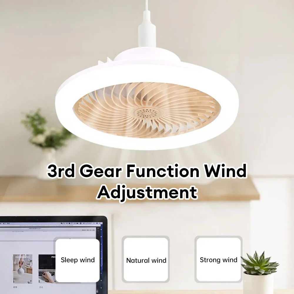 Smart Remote Control Ceiling Fan With Remote Control and Light E27 Aromatherapy Fan Ceiling Light Smart Silent Ceiling Fan