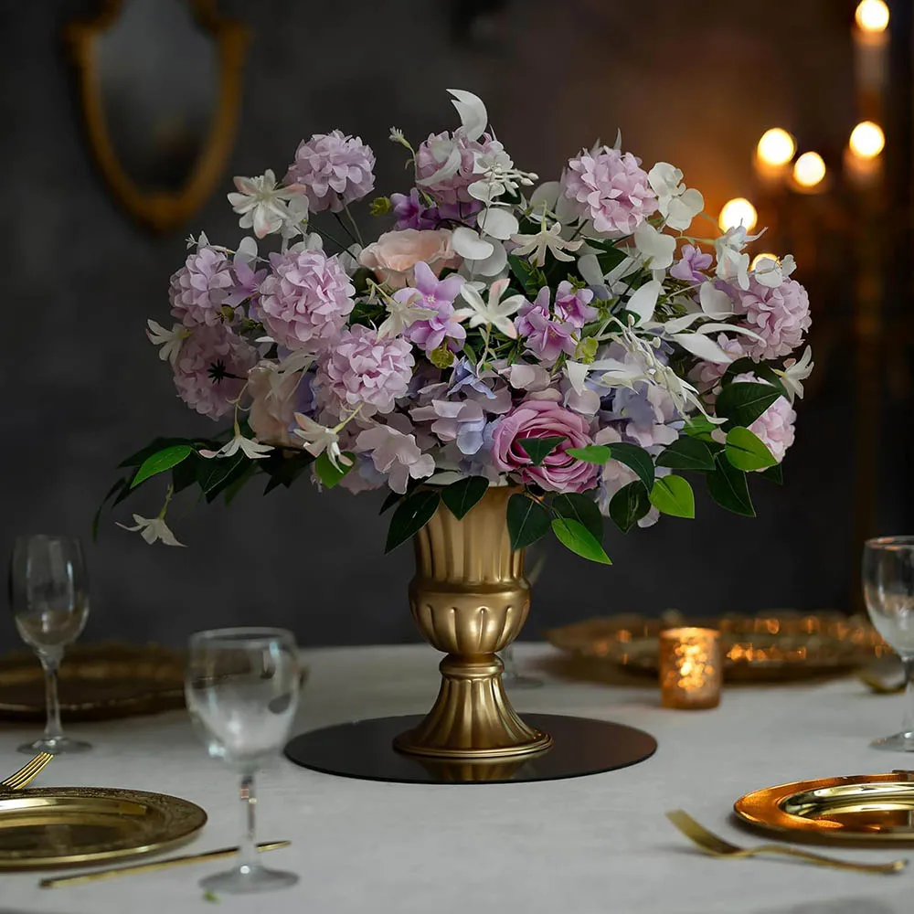Gold Flower Arrangement Vase for Wedding Table Centerpiece,Metal Planter Vase Pot for  Flower Small Trumpet Plant Urn for Garden