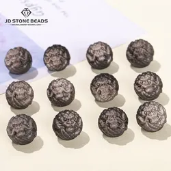 1 Pc Natural Stone Silver Obsidian Dragon Ball Carved Bead With Hole For Jewelry Making Diy Necklace Bracelet Pendant Accessory