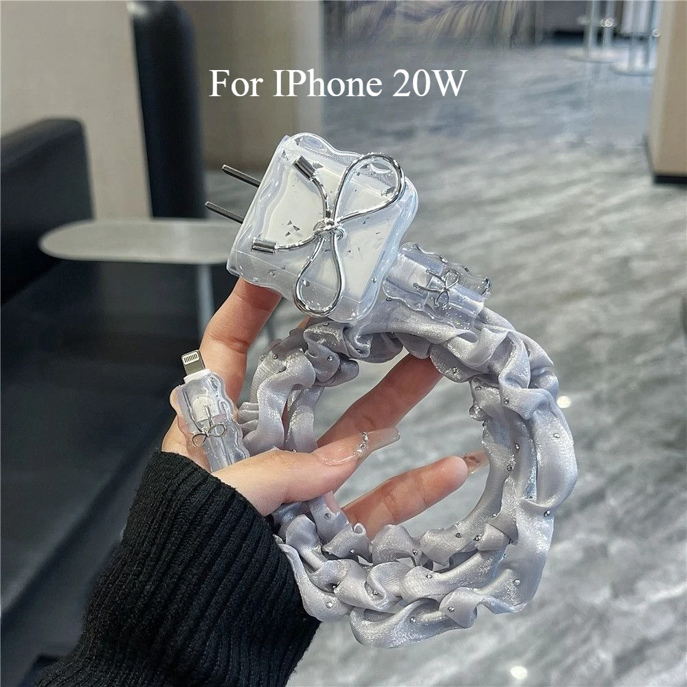 New Bowknot Charger Protective Case,for IPhone 16 17 18 Charger Cover 20/40w Cable Winder Wire Protector,Winder Accessories