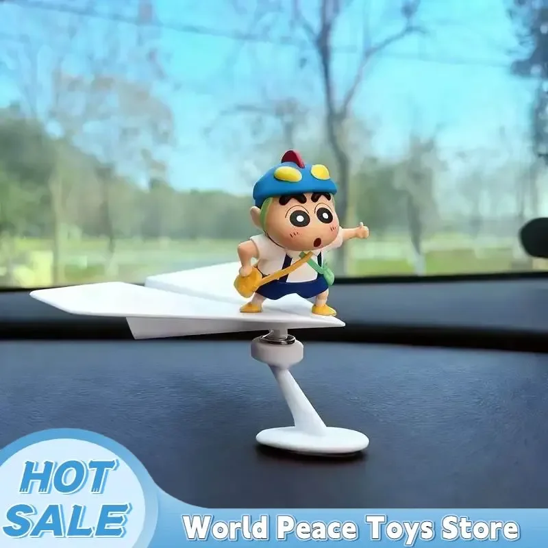 Rotate Aircraft Crayon Shin-Chan Car Dashboard Ornaments Auto Interior Console Decor Figurines Desktop Decoration Mini Model view 2