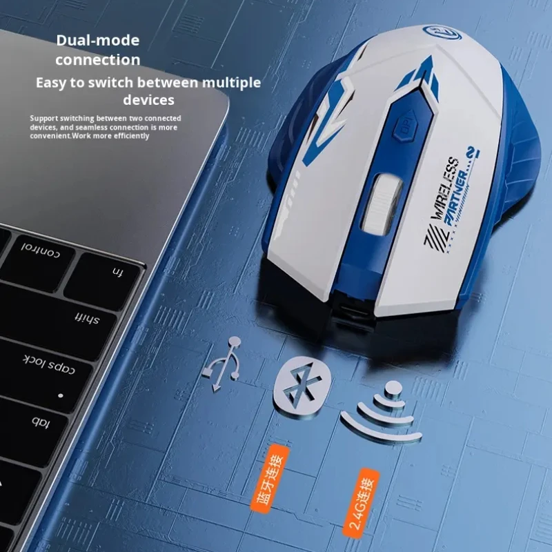 ماوس بلوتوث 5.2 ثنائي الوضع 2.4G ماوس لاسلكي 6 أزرار ماوس ألعاب ماوس قابل لإعادة الشحن 1600 ديسيبل متوحد الخواص للكمبيوتر المحمول ماك بوك