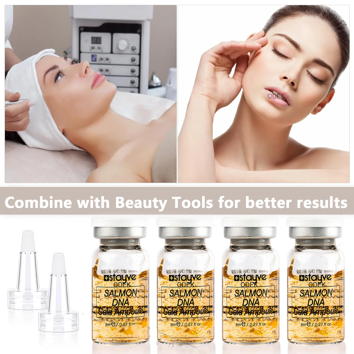 Korea 8ml Salmon DNA Gold Ampoule Skin Booster Serum Kit Stayve  BB Cream Glow Brightening Whitening Moisturizing Face SkinCare