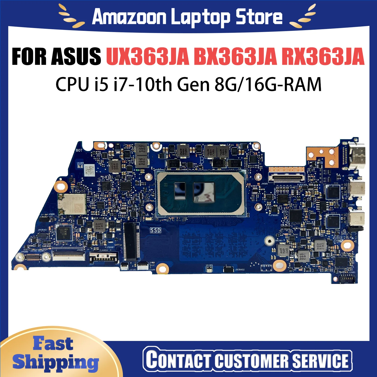 

UX363JA Motherboard For Asus Zenbook Flip BX363JA UX363JA RX363JA Laptop Motherboard with i5 i7 10th Gen CPU 8G/16GB RAM