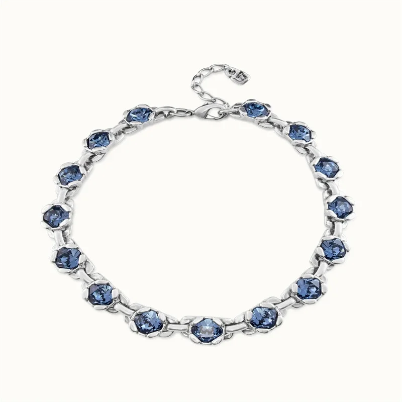 Exaggerated and dazzling luxurious palace style blue crystal necklace women's jewelry gift