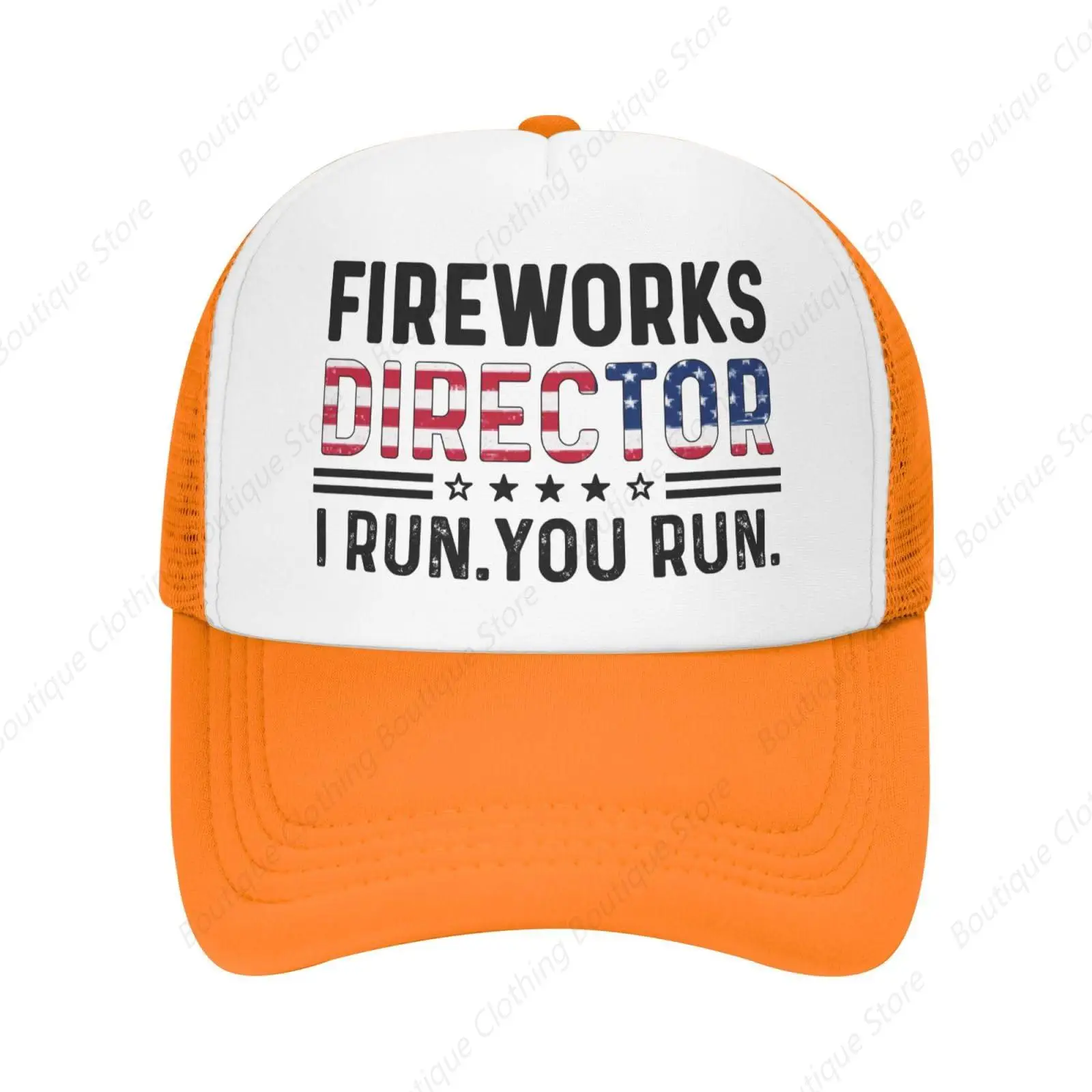 Fireworks Director I Run You Run Trucker Hat Men Baseball Hats Fashionable Cap Blue