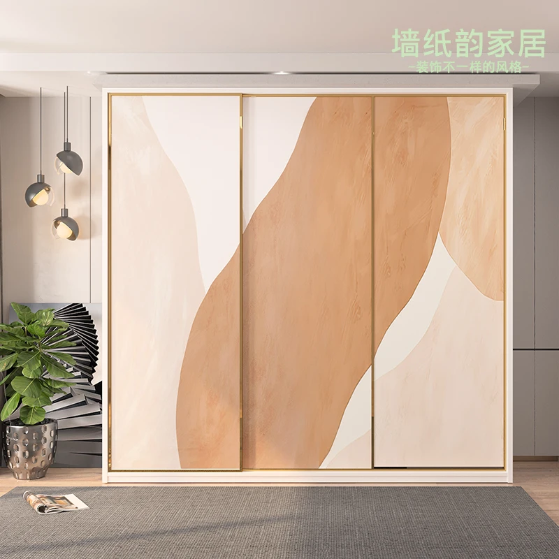 

Wallpaper Wardrobe Stickers Household Mobile SlidingDoor Creative Nordic Style Transformation Color Changing Renovation Stickers