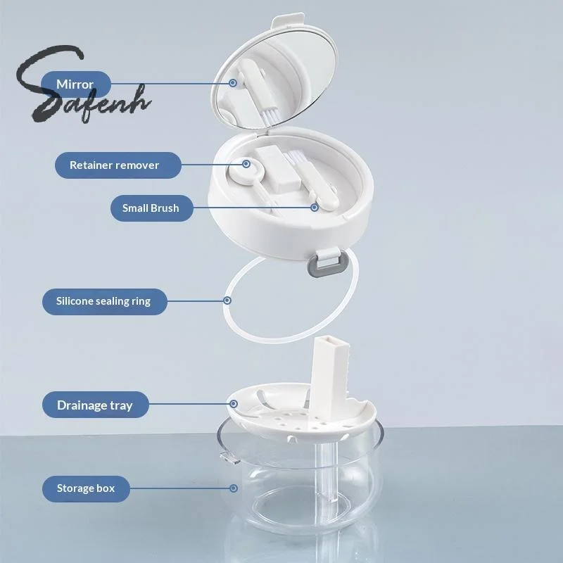 3 In 1 Portable Double-layer Denture Case With Cleaning Brush Storage Box Donut Braces Retainer Braces Organizer