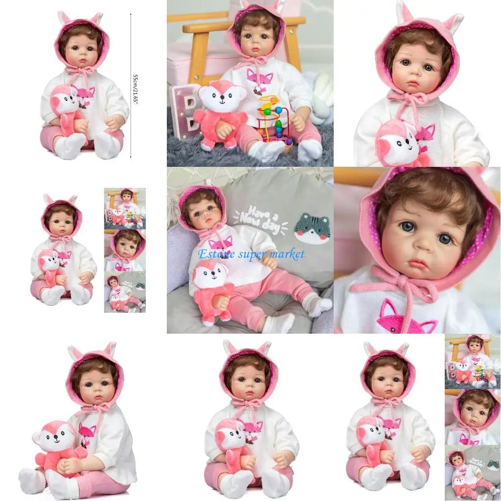 

090B 21inch Sleeping for Doll Action Figures Interaction Toy Vinyl Comfort Stuffed for Doll Caucasian Reborns with Eyes-