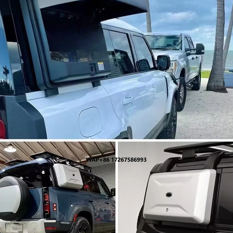 

2020+ LR New Defender 110/90 Side Tool Box Cargo Luggage Carrier Silver Storage Bumper