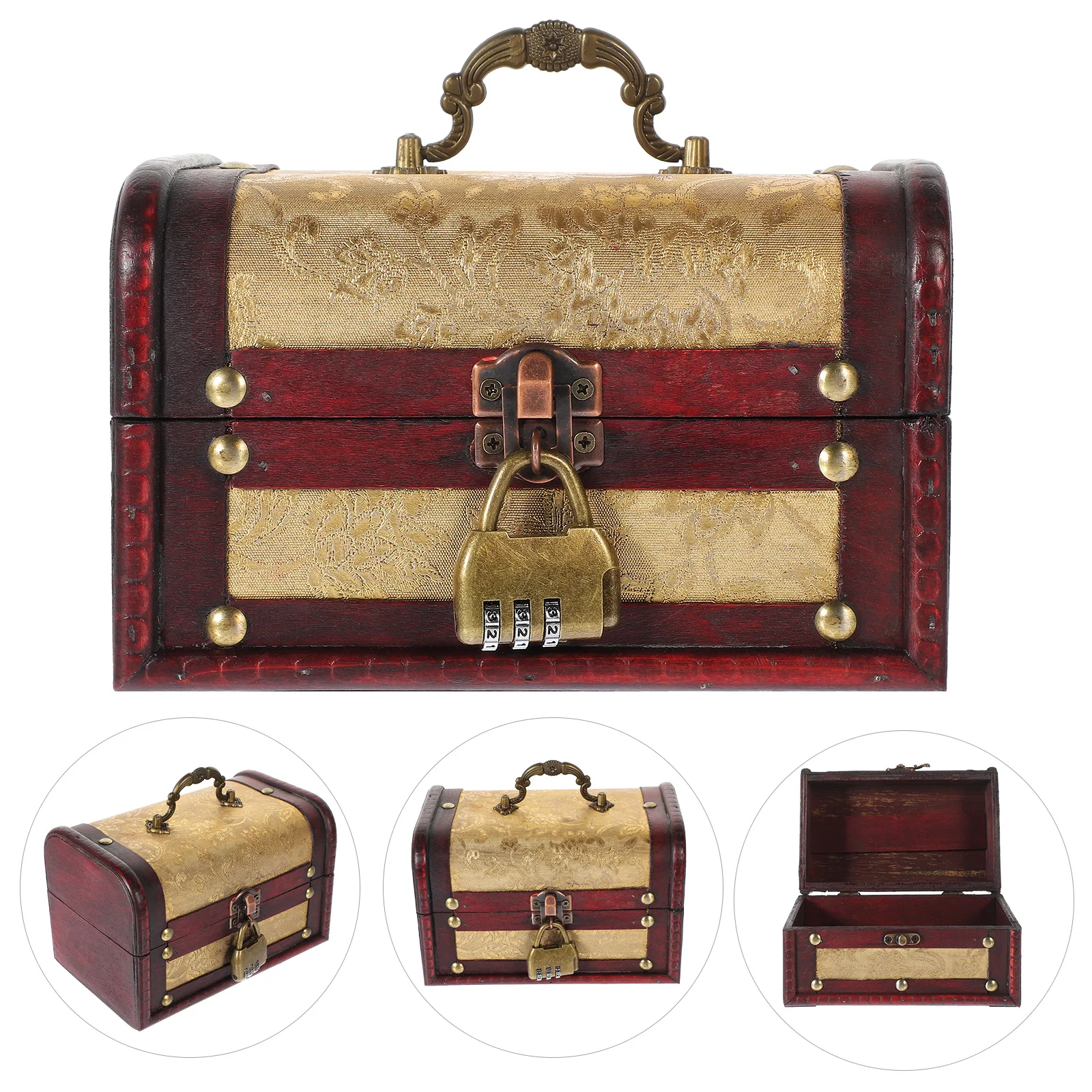 

Vintage Wooden Storage Box Jewelry Chest Trinket Keepsake Treasure Container Lid Home ganization Desktop for Accessories