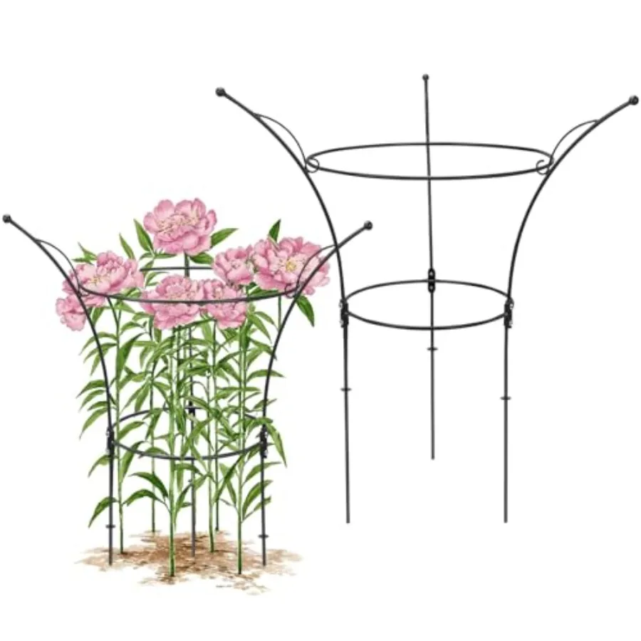

Peony Cages and Supports Cages 13" D x.8" H Heavy Duty Metal Support Frame for Peonies and Roses Natural Bouquet Shape Garden S