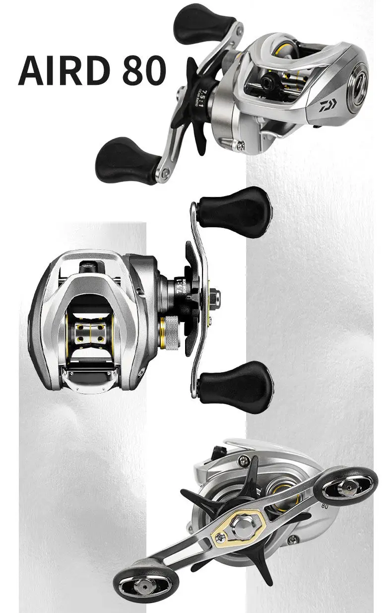 2026 NEUE DAIWA AIRD 80 Baitcast-Angelrolle 7+1BB MaxDrag 5KG Übersetzung 7,5:1 Baitcast-Rollen Salzwasser-Angelrolle – Detail 7